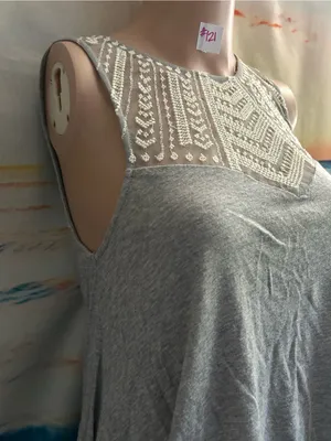 American Eagle Sleeveless Gray Tank & Lace Yoke SM thumbnail 5