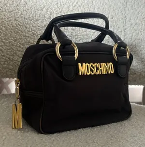 Moschino Vintage Signature Top Handle Satchel Mini Bag Brown Nylon thumbnail 1