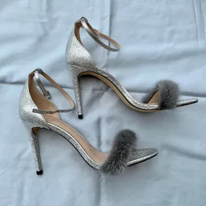 Elegant Silver Heels with REAL Fur Accent🔥🔥🔥 thumbnail 6
