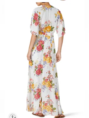Reformation Winslow Floral Wrap Short Sleeve Maxi Dress - Size XS thumbnail 2