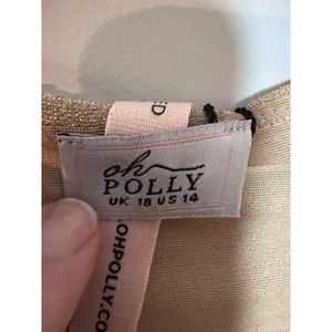 Oh Polly Arabella NWT Embellished High Neck A Line Mini‎ Dress Nude Gold SZ 14 thumbnail 3