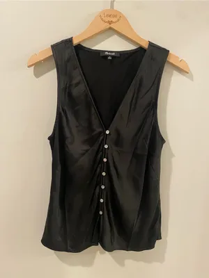 Madewell Emily Satin Sleeveless Button Up Size 8 thumbnail 2