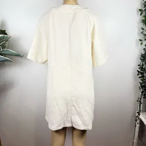 H&M Cream Tweed Button Front Dress Sz M Short Sleeves Shift HM H M Preppy thumbnail 7