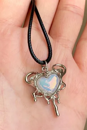 Handmade grunge street fairy y2k style heart necklace🌿✨ thumbnail 2