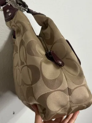 Vintage Y2K Coach Signature Canvas F24742 Campbell Hobo Purple Shoulder Bag thumbnail 4
