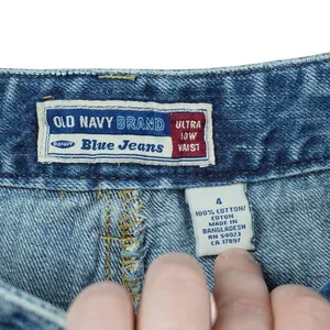 Old Navy Y2K 90s Ultra‎ Low Waist Patchwork Denim Shorts Blue Cotton Button Fly thumbnail 4