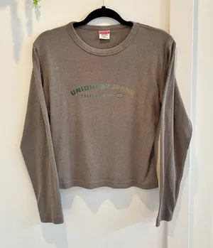 Unionbay Y2K Vintage 90's Long Sleeve Baby Tee Made in USA Cotton Blend Size L thumbnail 1
