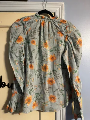 This item is the Free People "Meant To Be" Vintage Combo Floral Ruffled Cotton Blouse thumbnail 6