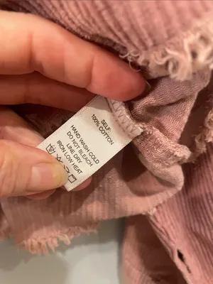 Dark pink corduroy button front shirt long sleeve ripped hem thumbnail 5