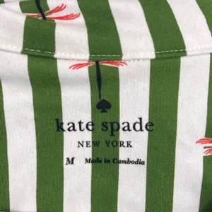 Kate Spade Pajama Top M Green White Striped Dragonfly Cottagecore Short Sleeve thumbnail 4