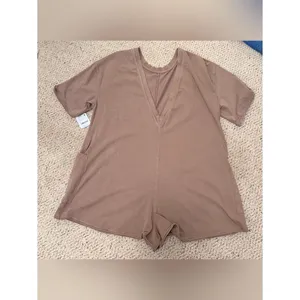 NWT Free People Hot Shot Tee Romper Mocha Latte Brown‎ XS FP Movement Athleisure thumbnail 13