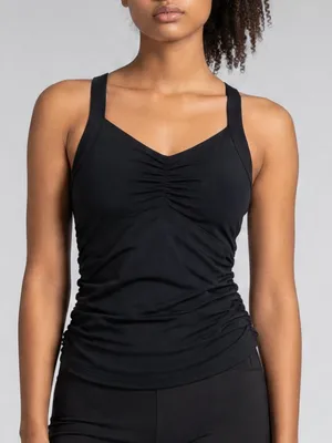 Ally Ruched Scoop Neck active wear Cami Tank Top pickle ball running sporty gym thumbnail 1