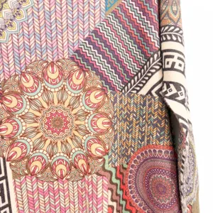YesNo Womens Patchwork Earthy Mandala Boho Artsy Cotton Wool Knit Sweater Size M thumbnail 3