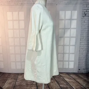 Moth Anthropologie NWT cream Flare sleeve Sweater shift Dress Size Large thumbnail 10