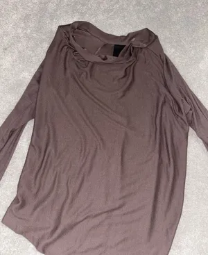 womens heather a‎ symmetrical hem brown long sleeve Small Brown Modal USA thumbnail 1