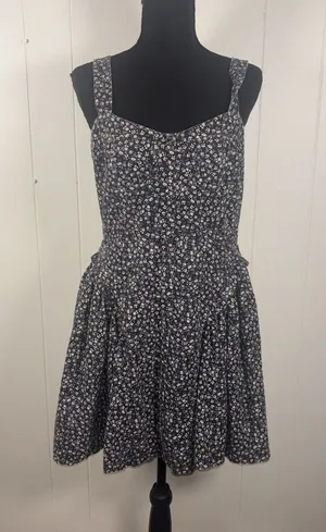 english factory printed bustier dress‎ linen blend sleeveless blue floral Medium thumbnail 1