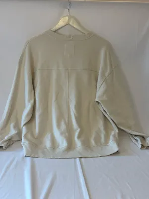 Aerie Oversized Love Embroidered Crewneck Sweatshirt Cream XS Comfy Lounge Soft thumbnail 2