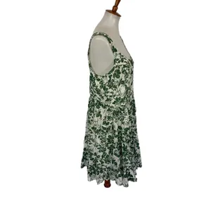 Kori Dress Large‎ Green White Sleeveless Summer Sundress Boho Festival Vacay thumbnail 4