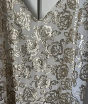AQUA White Dress with Gold Sequin Roses thumbnail 3