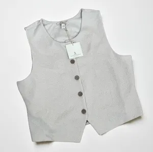 Jules & Leopold Button-Up Vest Women's Ivory Beige Button-Up Vest Size L Casual thumbnail 1