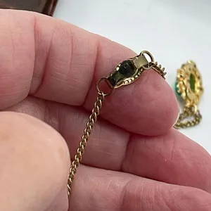 Vintage Ronte of Hollywood simulated Emerald pendant necklace goldtone metal thumbnail 5