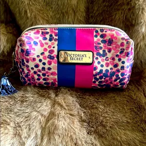 Victoria's Secret Black Cosmetic Bag with Blue Tassel Accent thumbnail 1