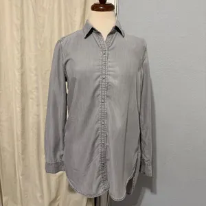 Gap 1969 Womens Grey Lyocell Denim Button Down Tunic Shirt‎ Size M Career thumbnail 2