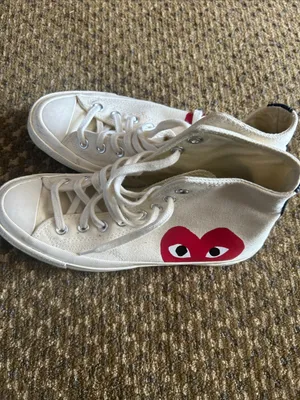 Commes Des Garçon Play Converse Chuck Classic Cream Canvas High-Top Sneakers thumbnail 7