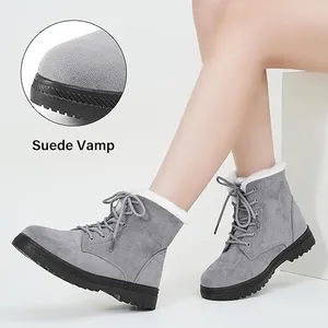 BRAND NEW ~ Women's Gray Ankle Boots Comfortable Lace Up Outdoor Booties Size 8 thumbnail 2