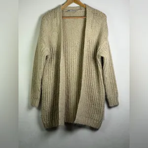 Zara Women’s Chunky Knit Wool Blend Longline Cardigan Sweater Oversized Sz S thumbnail 2
