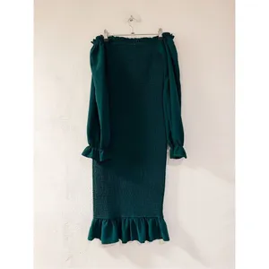 Baltic Born Esther Smocked Midi Dress in Green Small thumbnail 3