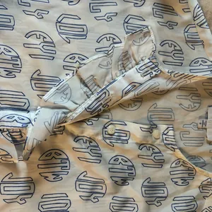 Koch White and Blue Ruffle Blouse thumbnail 3