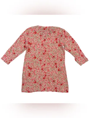 Roller Rabbit Rhody Kurta Tunic Womens Small Floral Pink Green Dress Top V Neck thumbnail 3