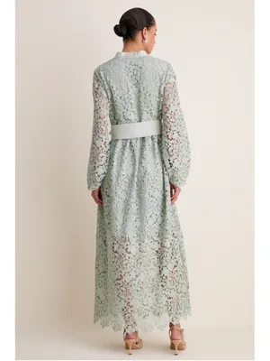 Tuckernuck Sage Lace Calliope Dress M Eyelet Long Puff Sleeve Wedding Feminine thumbnail 4