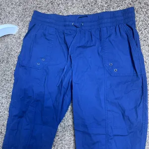 Palm Rio Womens Cargo Pants Navy Blue Drawstring Elastic Waist Utility L Nylon‎ thumbnail 2