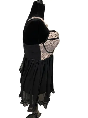 NWT Torrid Sz 1 (14/16) Black Lotus Lace Underwire Babydoll Chemise Lingerie thumbnail 6