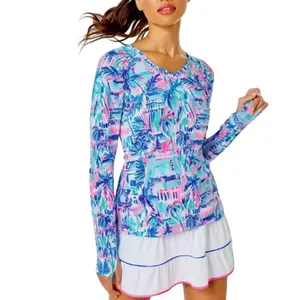LILLY PULITZER Tarah Luxletic SunGuard Top M Ravello Blue Perfect Match Tennis thumbnail 2