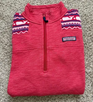 Vineyard Vines Women’s Pink Whale Fair Isle Pullover  thumbnail 1