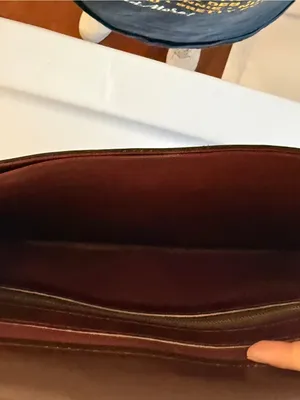 Vintage Leather Envelope Clutch - Burgundy Brown thumbnail 9