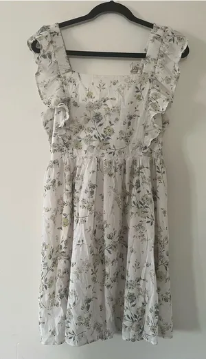 Wallflower White Floral Ruffle Mini Dress Large Cottagecore Coquette Summer thumbnail 1