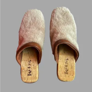 KORKS Fur Clogs Taupe size 8 or 9 Brown thumbnail 7