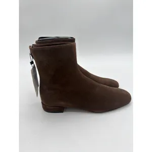 Mango Chocolate Brown Supple Bovine Suede Leather Round Toe Ankle Boots 7.5 thumbnail 3