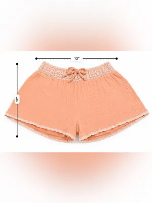 Listicle Peach Boho Gauze Lace Trim Lounge Shorts | Size Small thumbnail 7