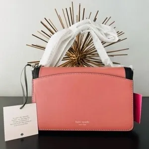 Kate‎ Spade Gentle Panda Crossbody Leather Wallet Bag, Pink/Black, NWT thumbnail 10