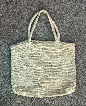 J.Crew Paper Raffia Woven Tote Bag Natural Beige Large Beach Shopper thumbnail 1