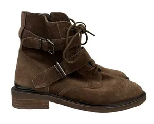 Vince Camuto Brown Suede Leather Lace‎ Up Moto Combat Boots 6.5 thumbnail 1