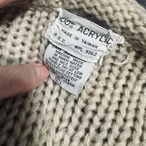 Vintage Oatmeal Cable Knit Sweater Vest Button Front Chunky Cottagecore Large thumbnail 6