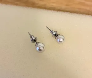Faux Pearl Earring Studs Silver thumbnail 1
