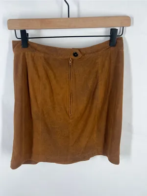 Free People Rumi Ruched Mini Skirt — Chestnut Brown thumbnail 6