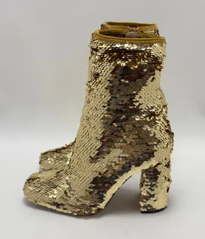 Steve Madden Georgia Gold Sequin Side Zip Ankle Boots Size 6 thumbnail 1